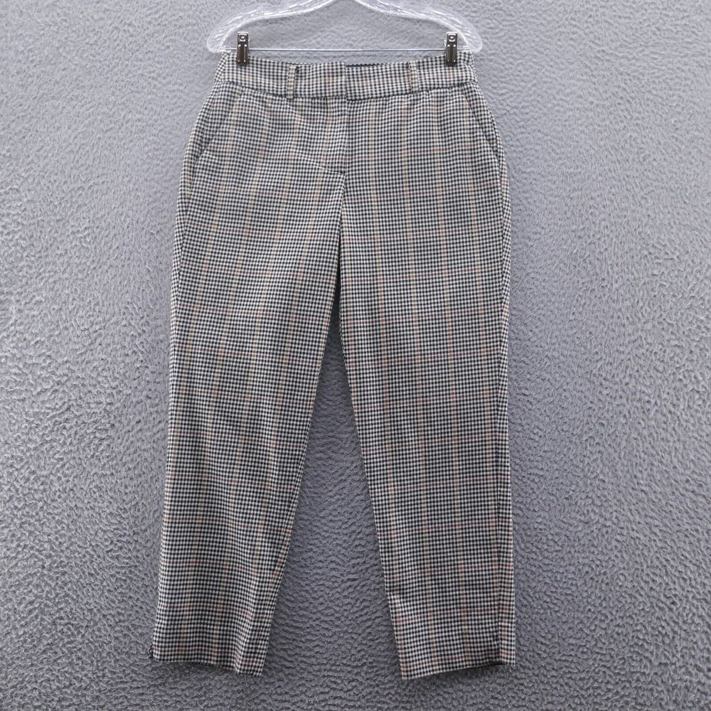 Talbots Womens Hampshire Ankle Pants 6 Brown Black Houndstooth Plaid Career